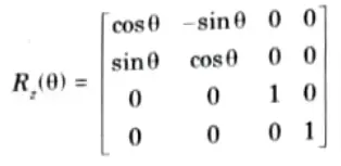 Give the matrix representation of rotation about x, y and z coordinate axis in 3D transformation. 