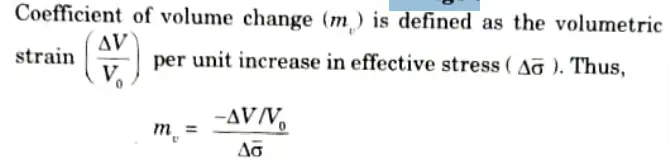 What is the coefficient of volume change?