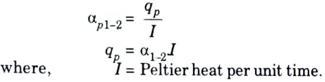 Define Peltier coefficient. 