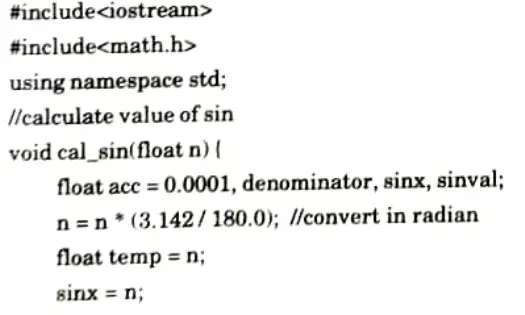 Write a C++ program to calculate the value of sin (x) and cos (x). Object Oriented Programming