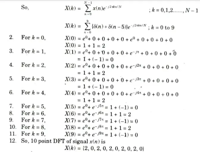 Find the 10-point DFT of the following sequence: Digital Signal Processing