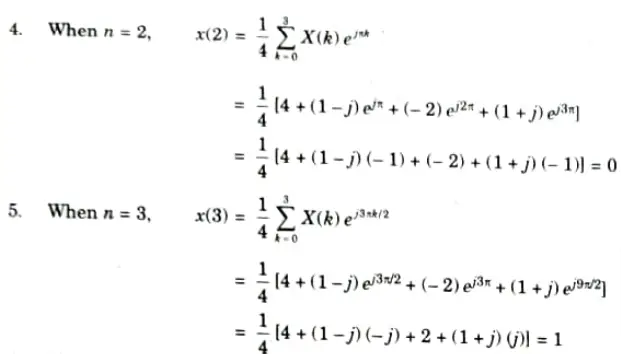 Determine the 4-point discrete time sequence from its DFT X(k) = {4, 1 - j, -2, 1 + j}. Aktu Btech