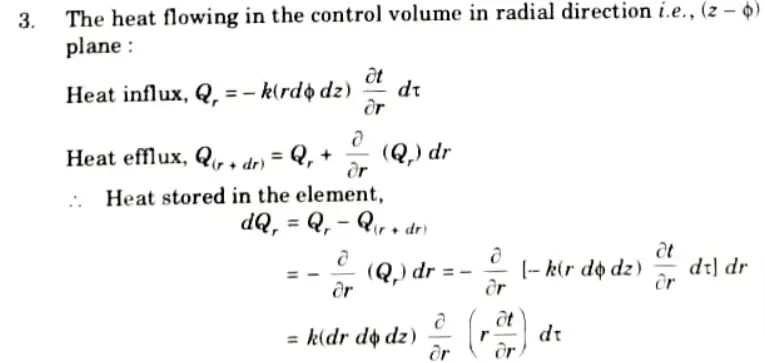 Derive the general heat conduction equation in cylindrical coordinates. 