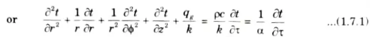 Derive the general heat conduction equation in cylindrical coordinates. Aktu