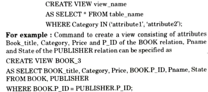 Give the brief explanation of view. Database Management System