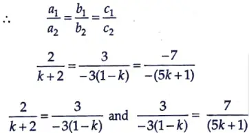 For what value of k, will the following pair of equations have infinitely many solutions: 