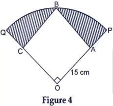 In Figure 4, a square OABC is inscribed in a quadrant OPBQ. If OA = 15 cm, 
