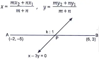 Find the ratio in which the line x - 3y = 0 divides the line segment joining the points (-2,-5) and (6, 3). 